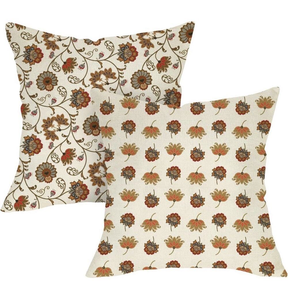 Floral Decorative Throw Pillow Covers 18 x 18 Set of 2